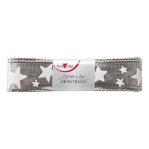 Vrpca ukrasna 2 m x 25 mm, srebrna zvjezdice, Herlitz