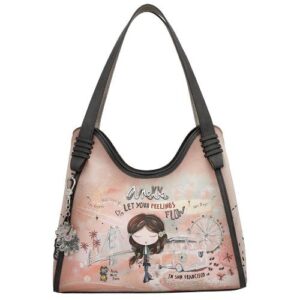Torba fashion Anekke SS24 PEACE&LOVE pink bowling L-31x28x15cm 38822-203