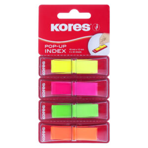 Blok zastavice samoljepljive 12 x 45 mm, 40 zastavica, 4 boje, Kores