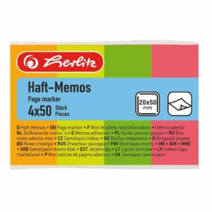 Blok zastavice samoljepljive 20x50 mm, 50 zastavica, 4 neonske boje, papir, Herlitz