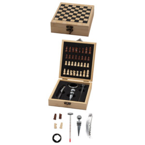Set za vino - 4 dijela+igra šah u bambus kutiji