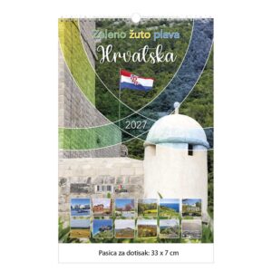Kalendar zidni zeleno žuto plava Hrvatska 2027.