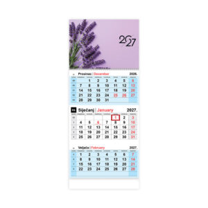 Kalendar zidni NN trodijelni lavanda 2027.