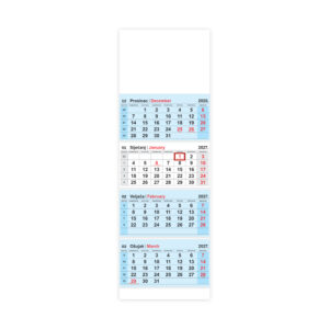 Kalendar zidni NN četverodijelni preklopni 2027.