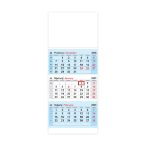 Kalendar zidni NN trodijelni preklopni 2027.