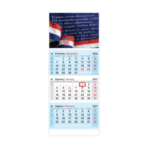 Kalendar zidni NN trodijelni preklopni zastava 2027.